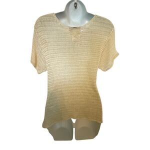 Papell Boutique Evening Cream Open-Weave w/Iridescent sequins Handmade Top. M